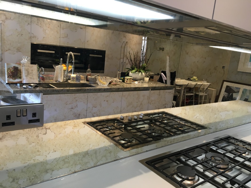 Mirror glass splashback in Plumstead luxury kitchen